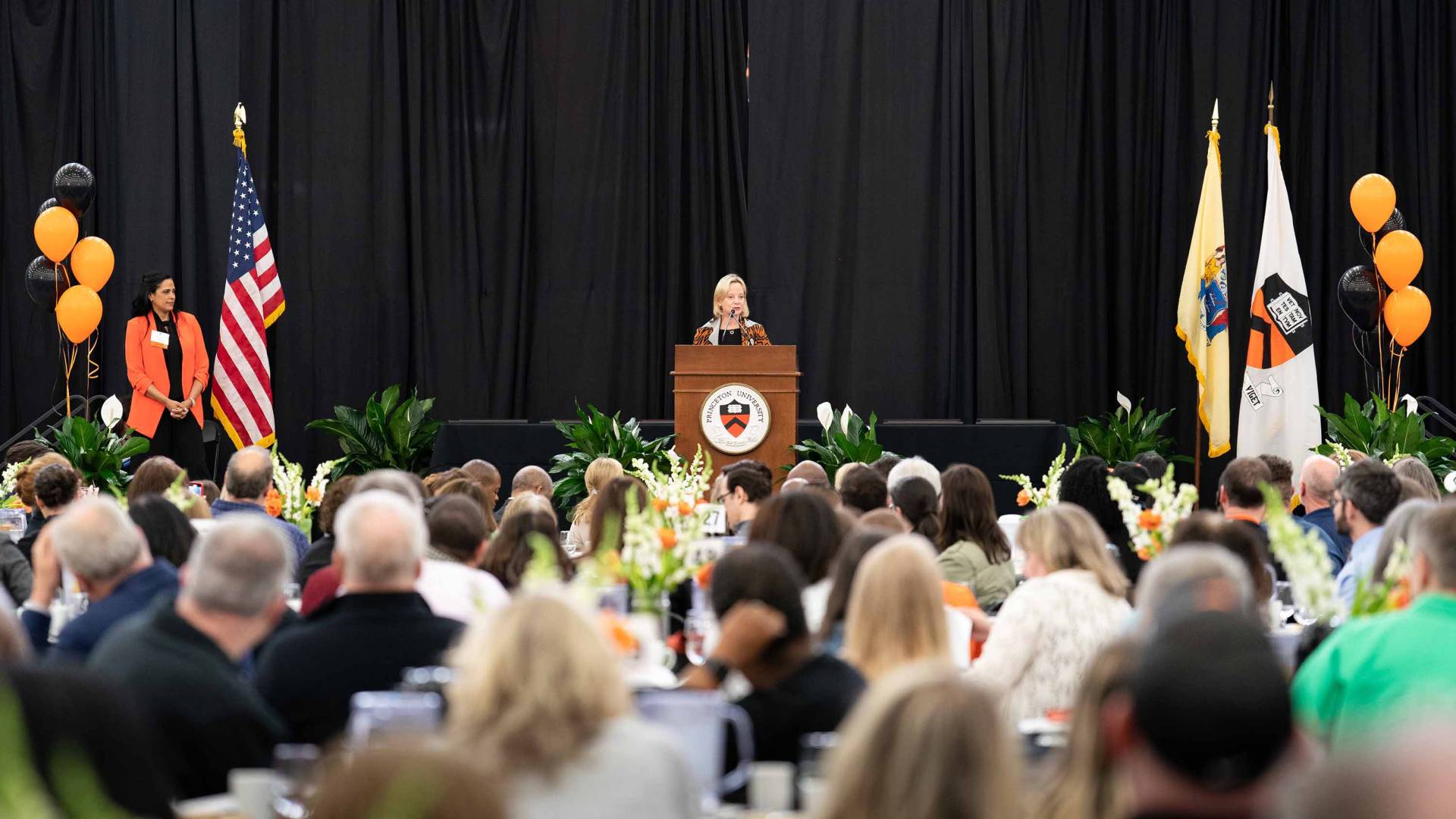 Executive Vice President Treby Williams speaks to the crowd.