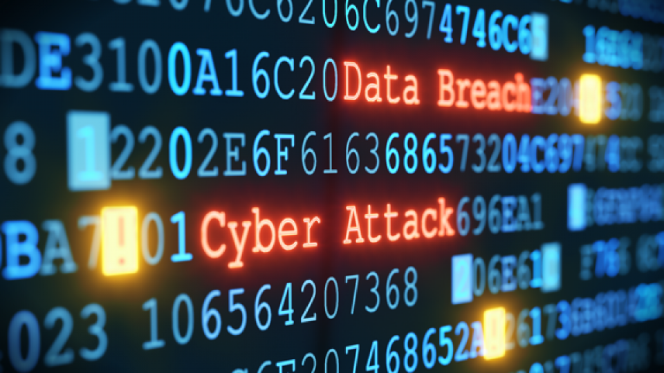 cyber attack scrolling text