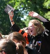 Waving to parents