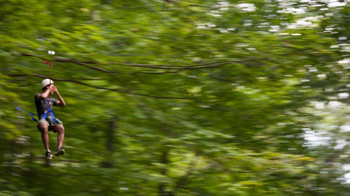 Back to school Outdoor Action students at Blairstown CenterGustavo Mezquita of Venezuela zip lines