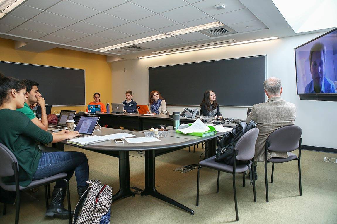 Students interact with speakers over skype