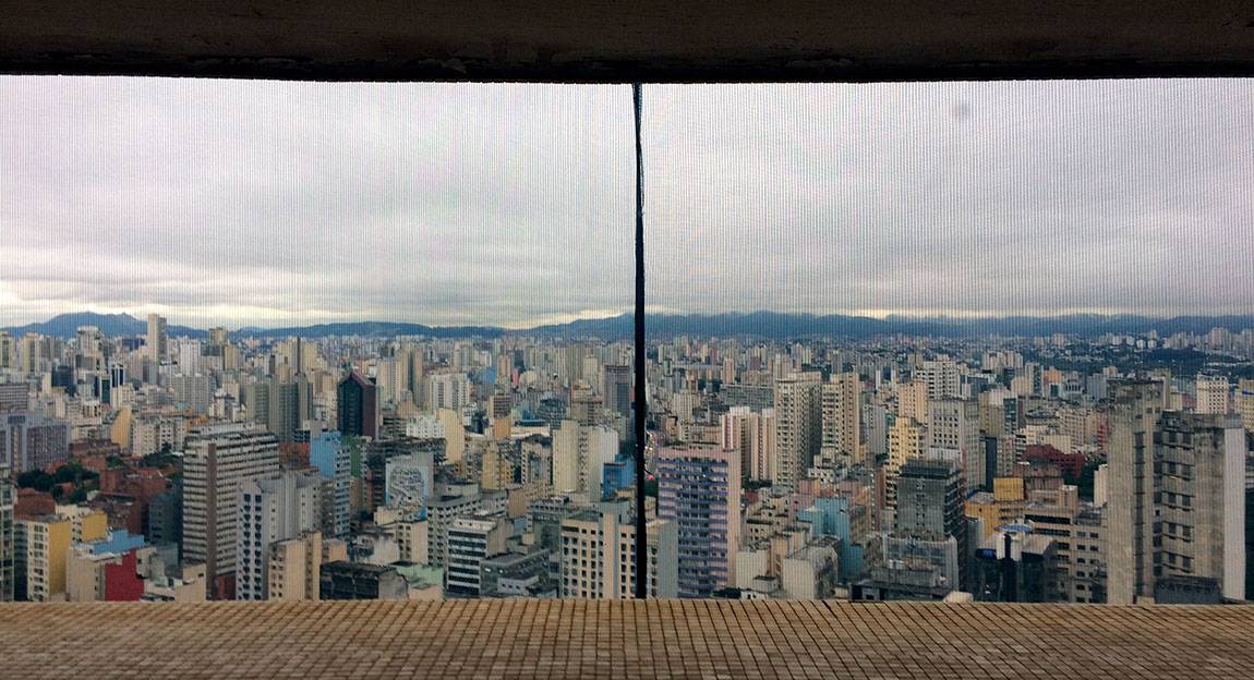 To further our understanding of Brazil's place on the global art stage, the class explored the city of São Paulo. Part of this evolving and complex metropolitan center is seen here through the window of an apartment in the Edifício Copan.